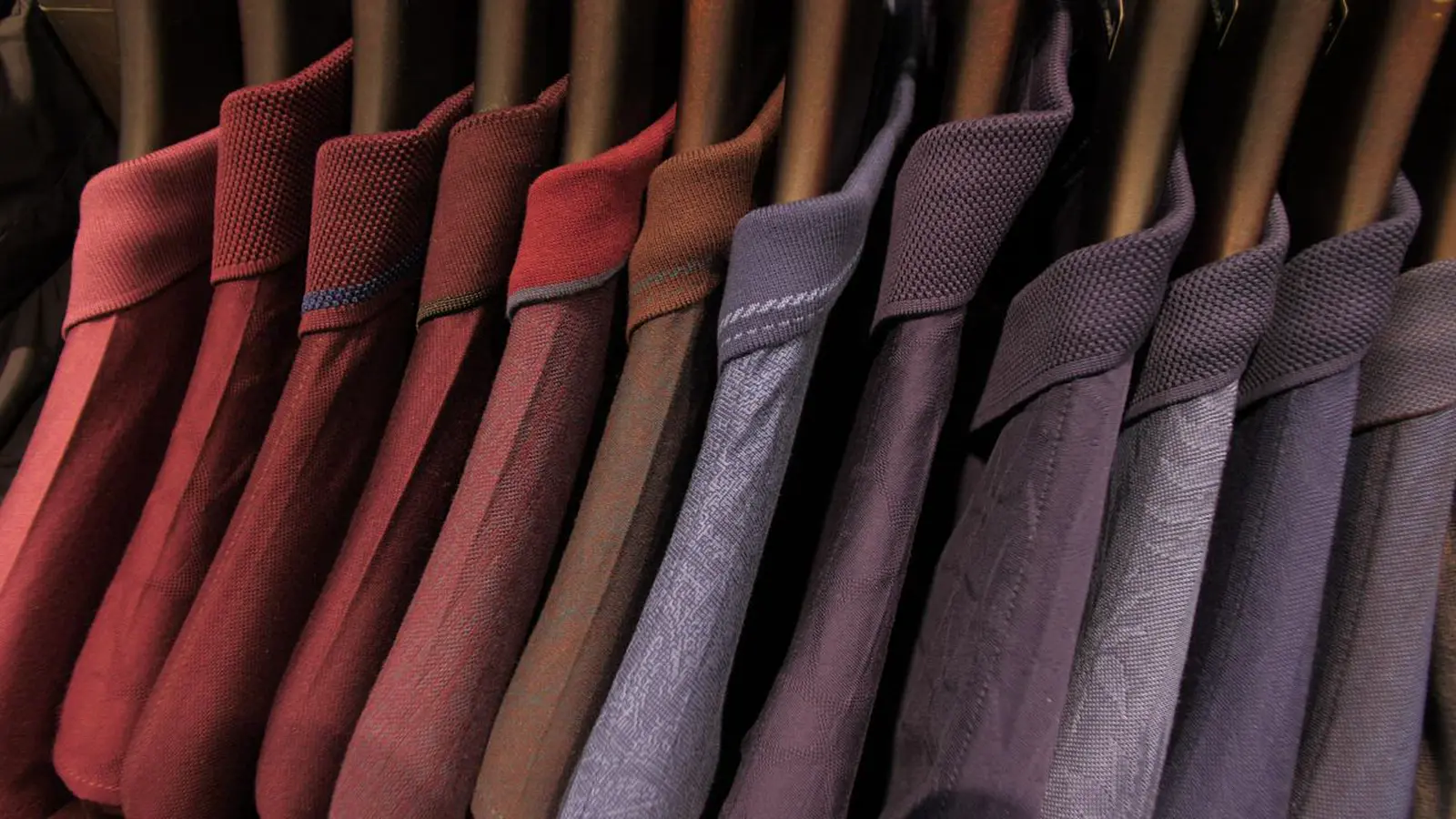 Woven garments on a rack