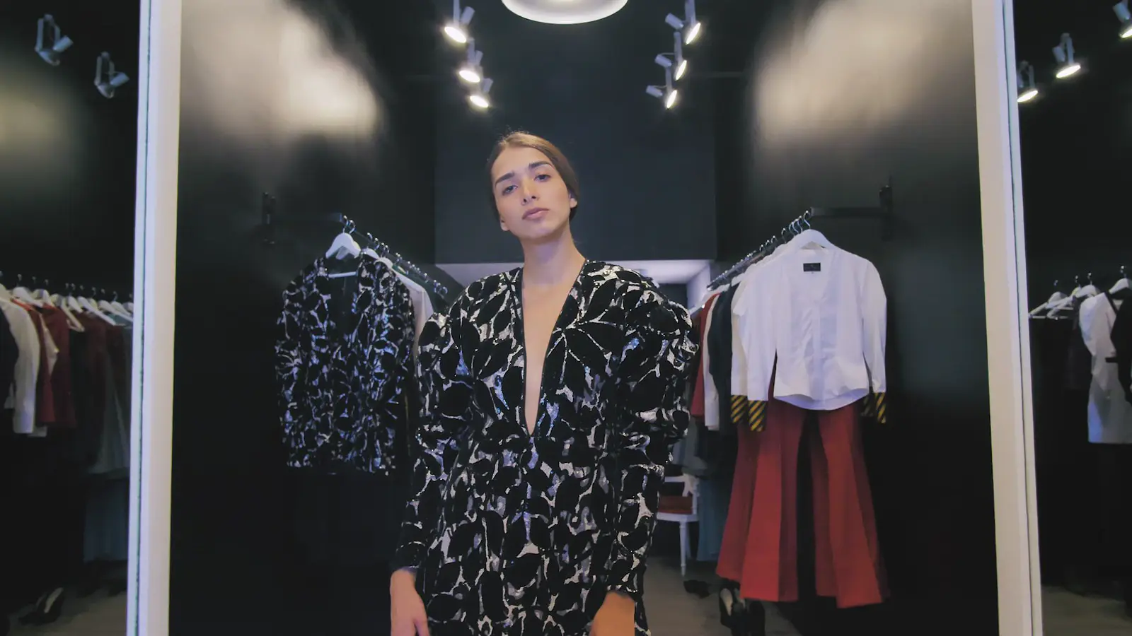 Fashion garments in a showroom
