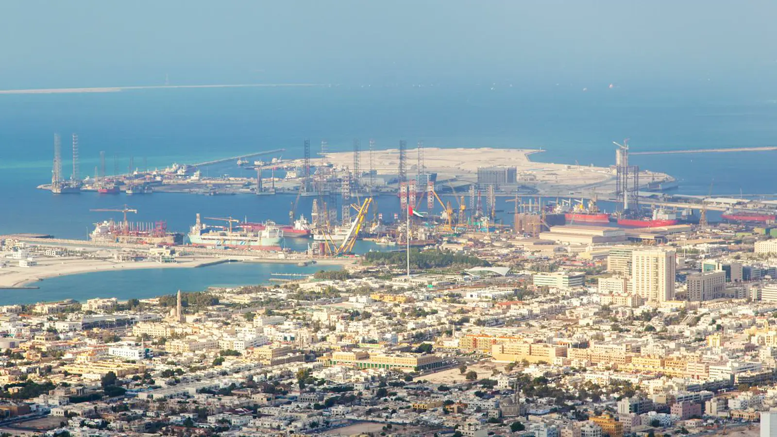Dubai port and skyline