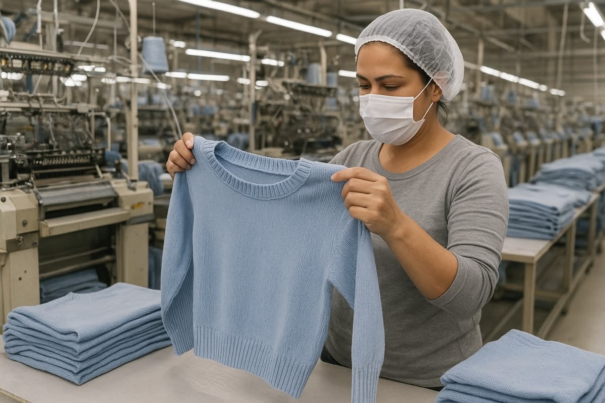 Knitwear garments ready for inspection